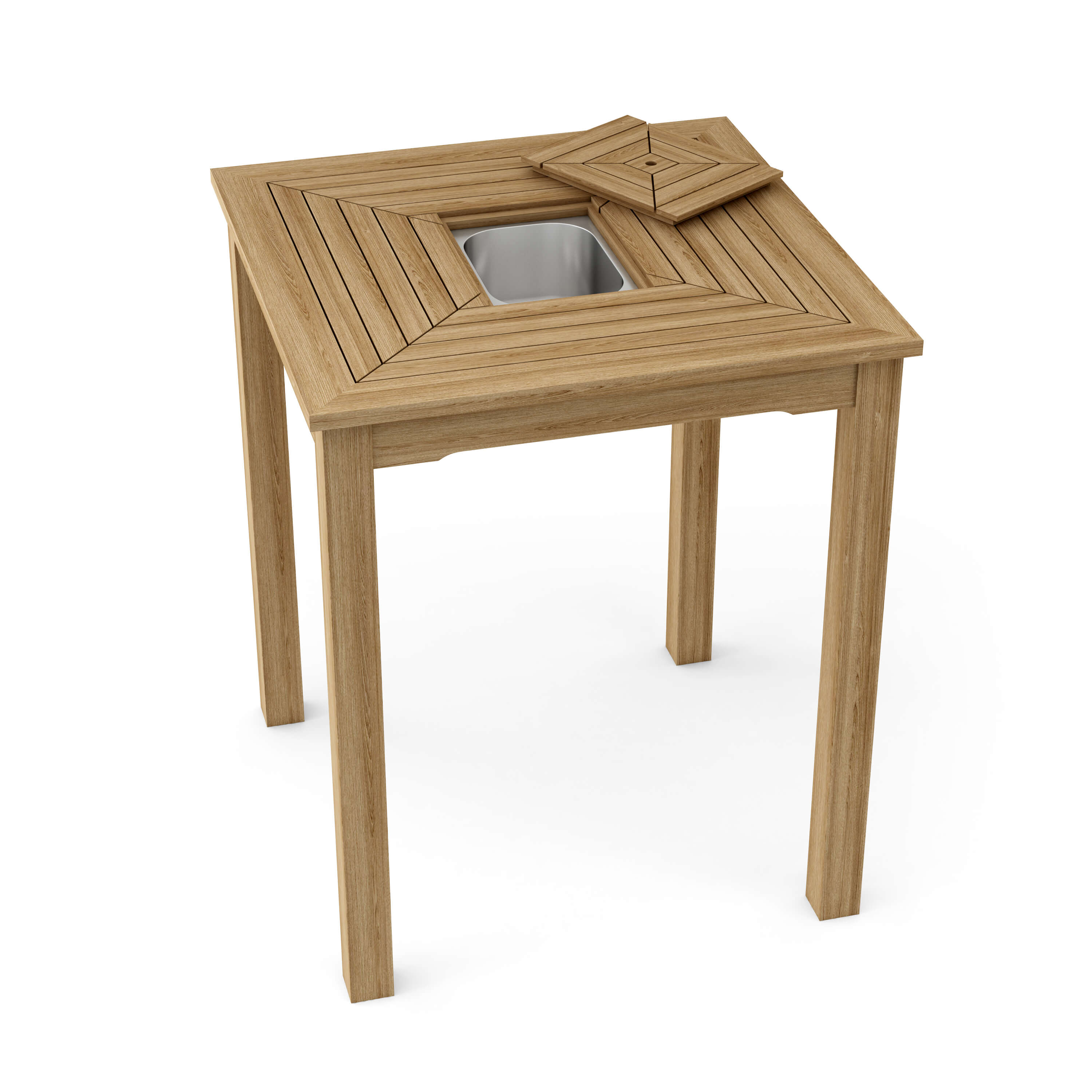 Anderson Teak Chatsworth Ice Chiller Bar Table – Teak Outdoor Patio Bar Table