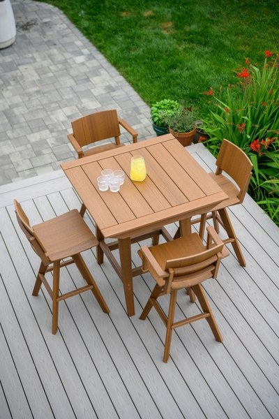 Seaside SYM 23″ Square - Outdoor Swivel Bar Arm Chair