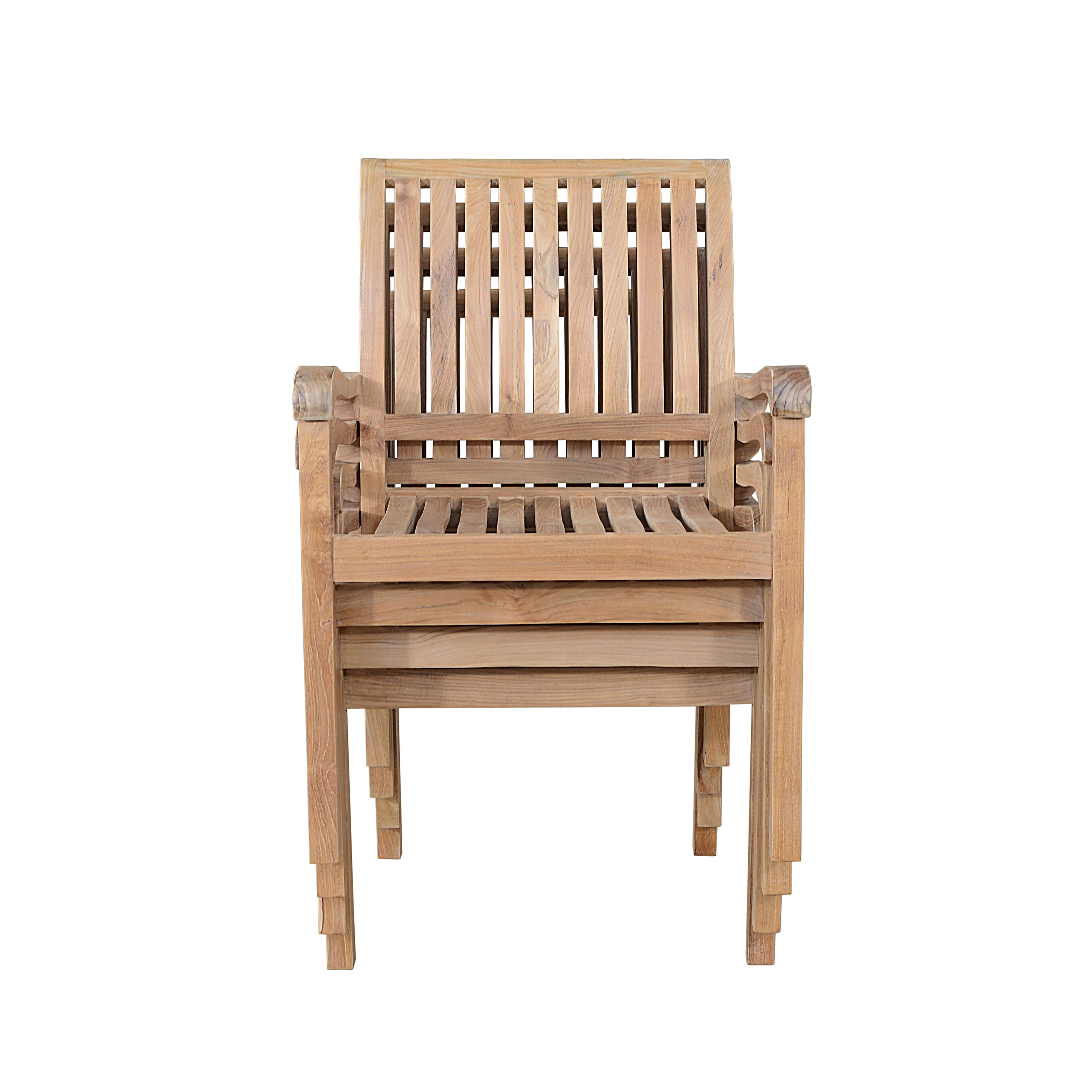 Anderson Teak Aspen Stacking Armchair(4-PCS) – Solid Teak Outdoor Seating