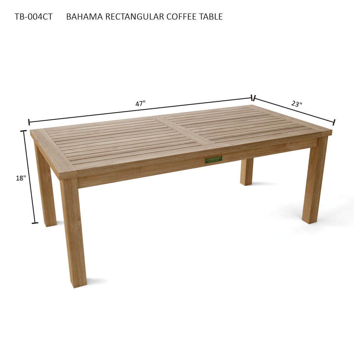Anderson Teak Bahama Rectangular Coffee Table – Solid Teak Outdoor Patio Table