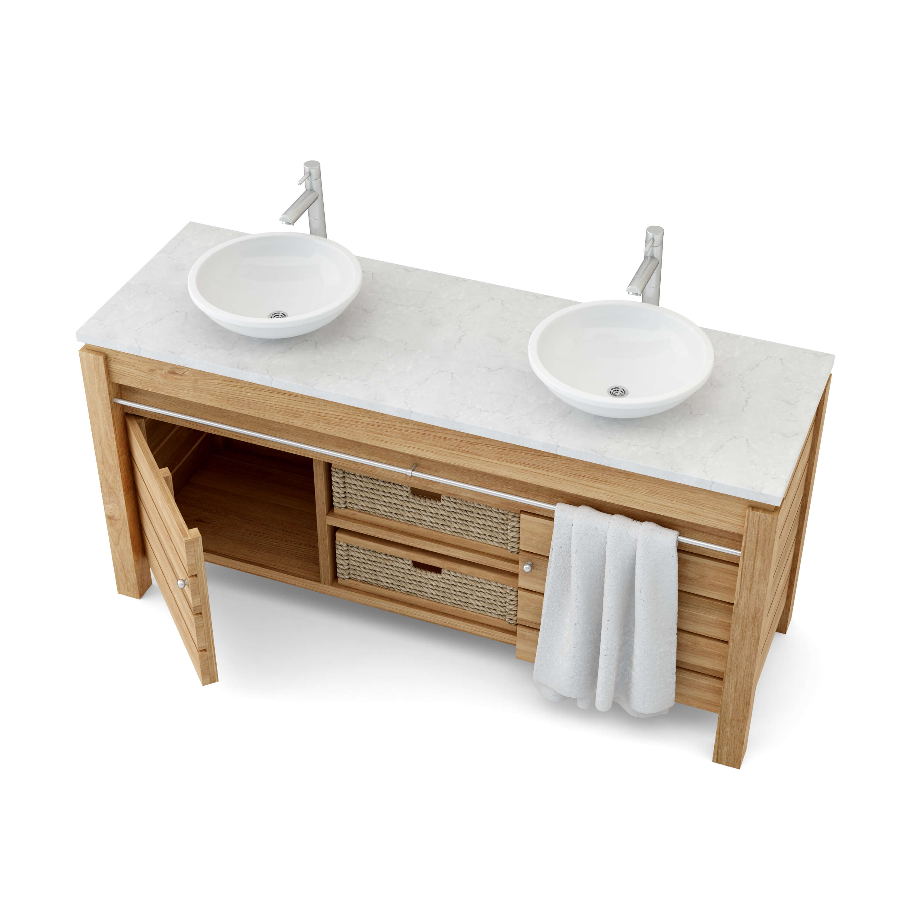 Anderson Teak Geneva Vanity Table – Teak Outdoor Double Sink Vanity