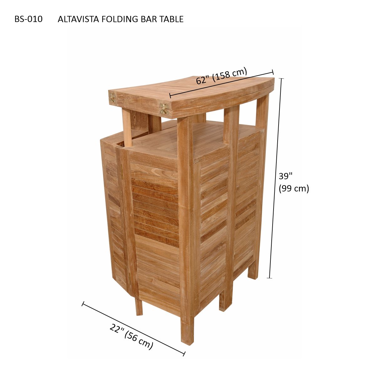 Anderson Teak Altavista 62″ Folding Bar Table – Solid Teak Outdoor Bar Table