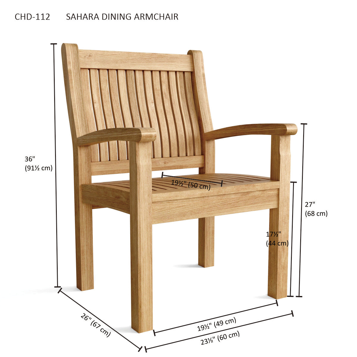 Anderson Teak Sahara Dining Armchair – Solid Teak Outdoor Dining Seating