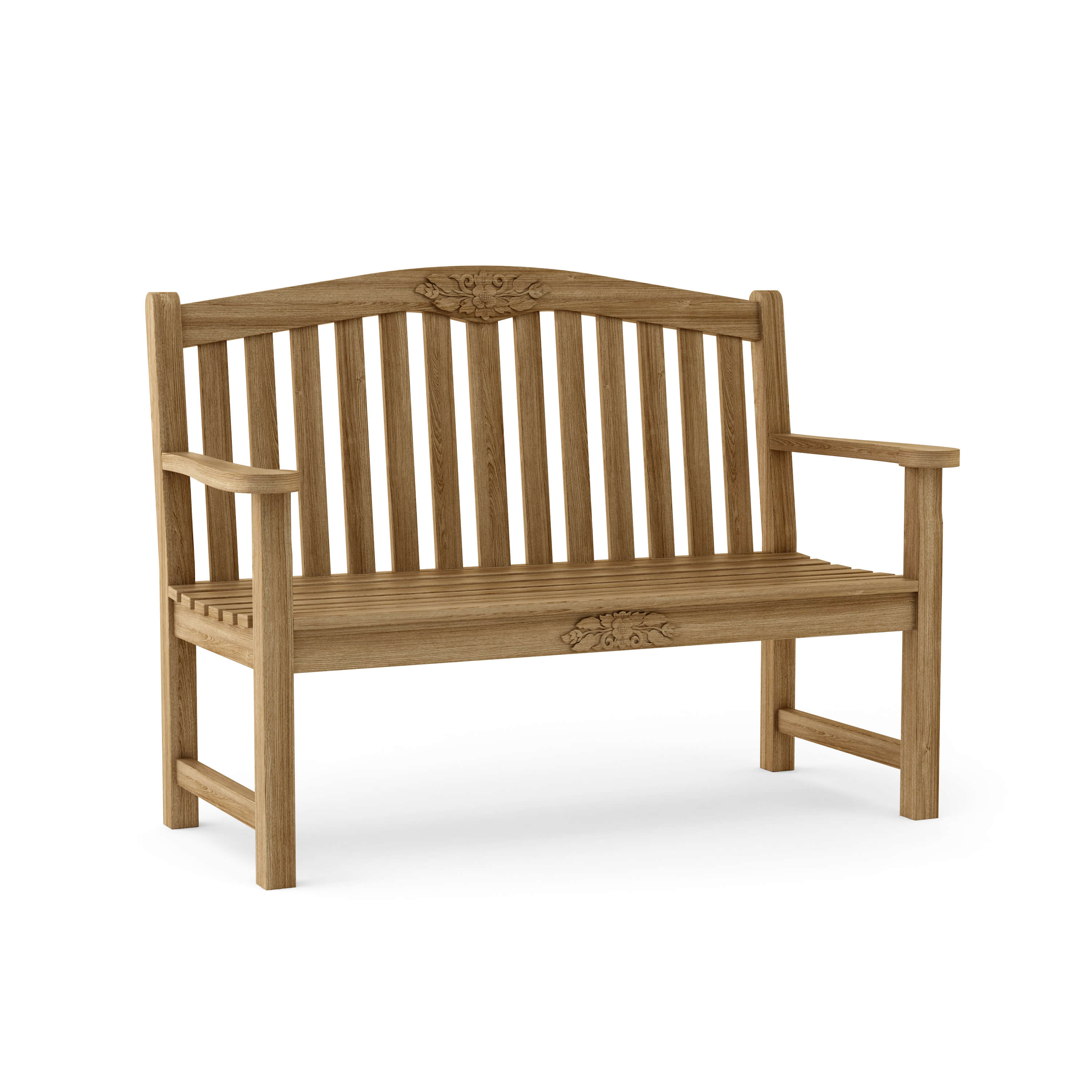 Anderson Teak Rose 50″ Round Bench – Hand-Carved Solid Teak Outdoor Garden Bench