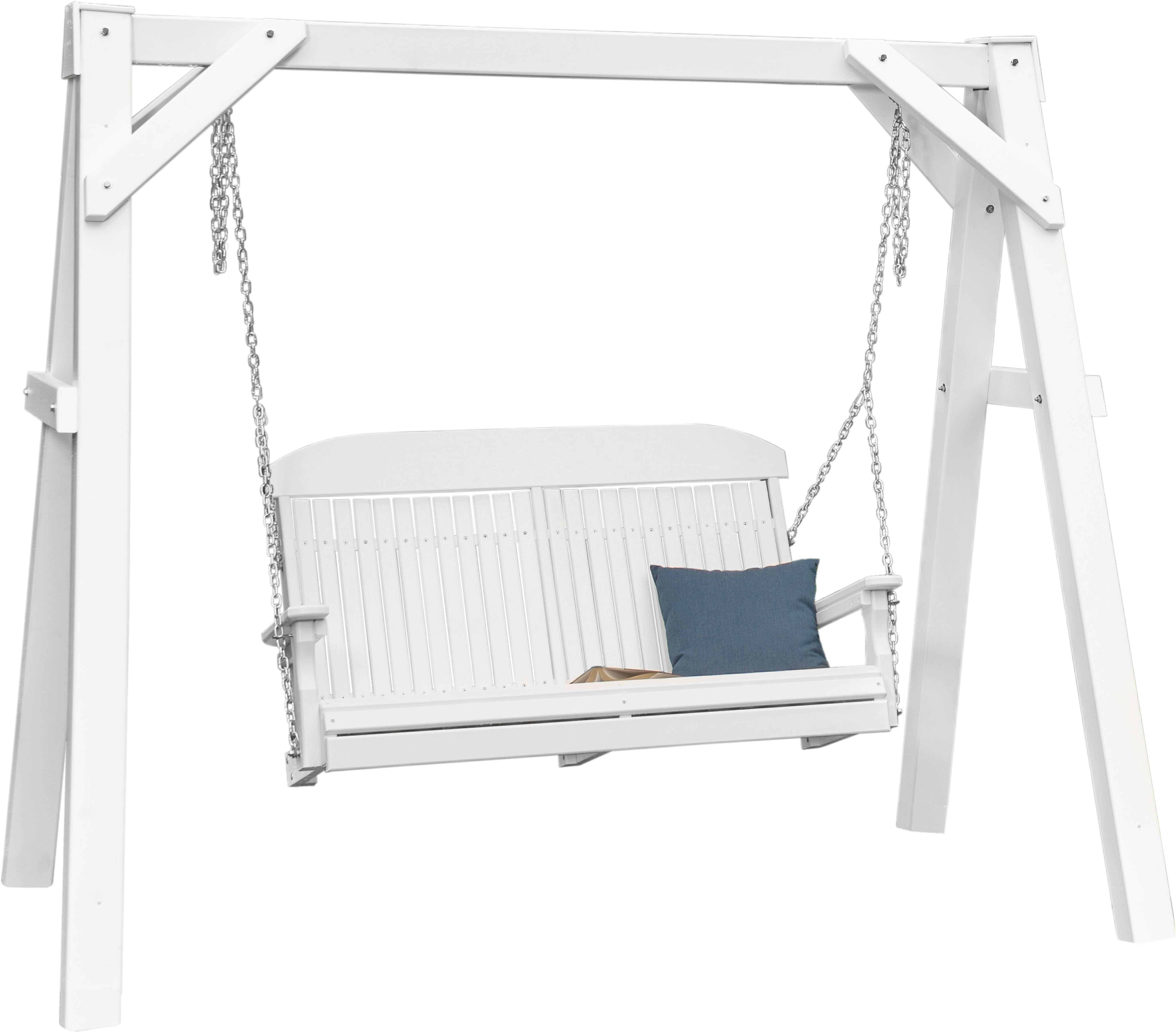 LuxCraft – A-Frame Vinyl Swing Stand – Durable Outdoor Frame for 4′ & 5′ Swings