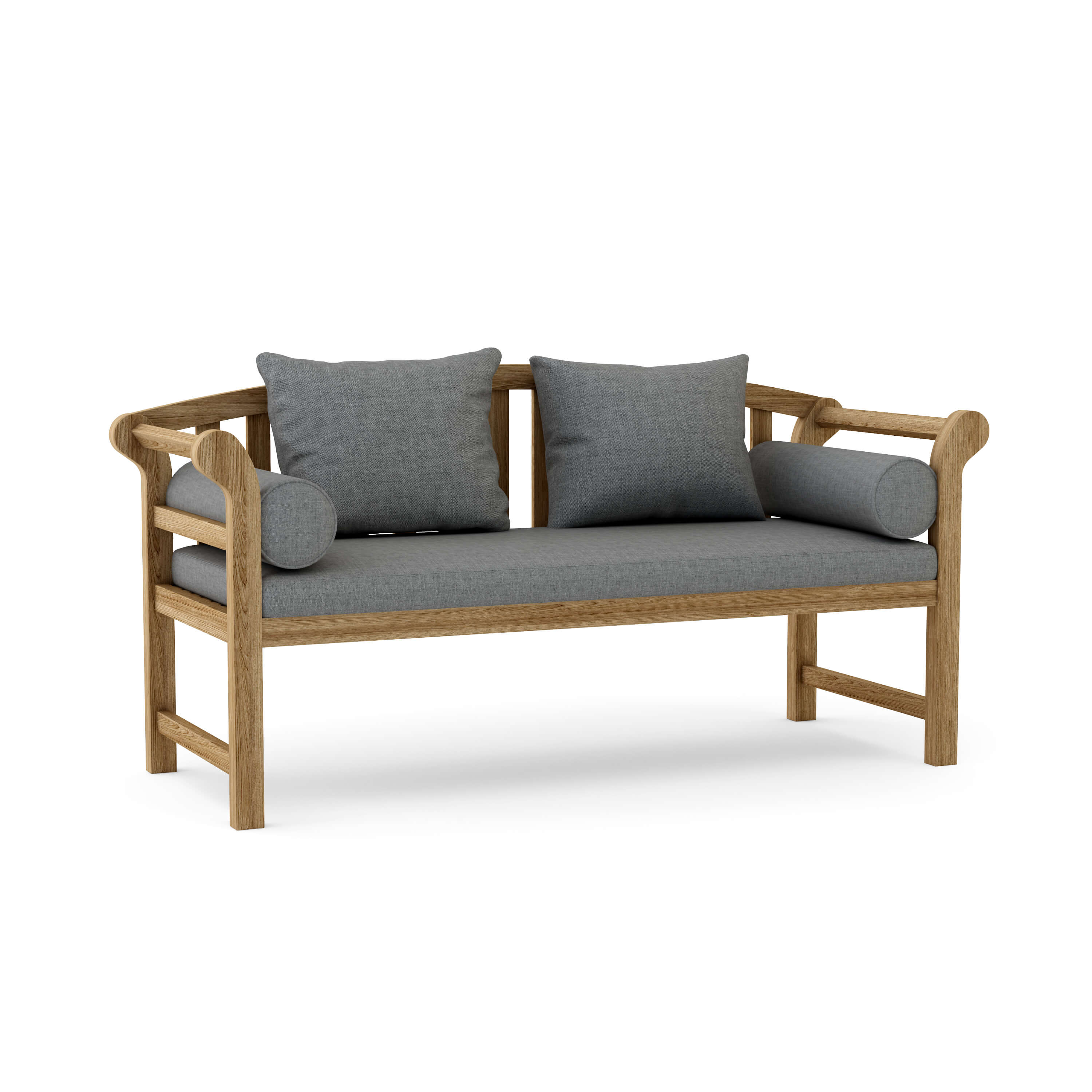 Anderson Teak Brisbane Deep Seating Bench – Solid Teak Outdoor Lounge Bench with Cushions