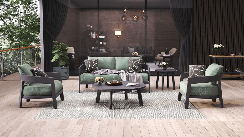 Velio Aluminium Round Side Table - Ambiance Image~~