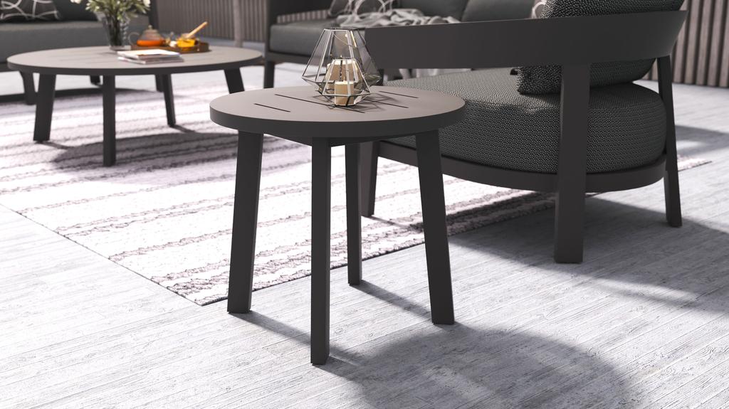 Velio Aluminium Round Side Table - Ambiance Image~~