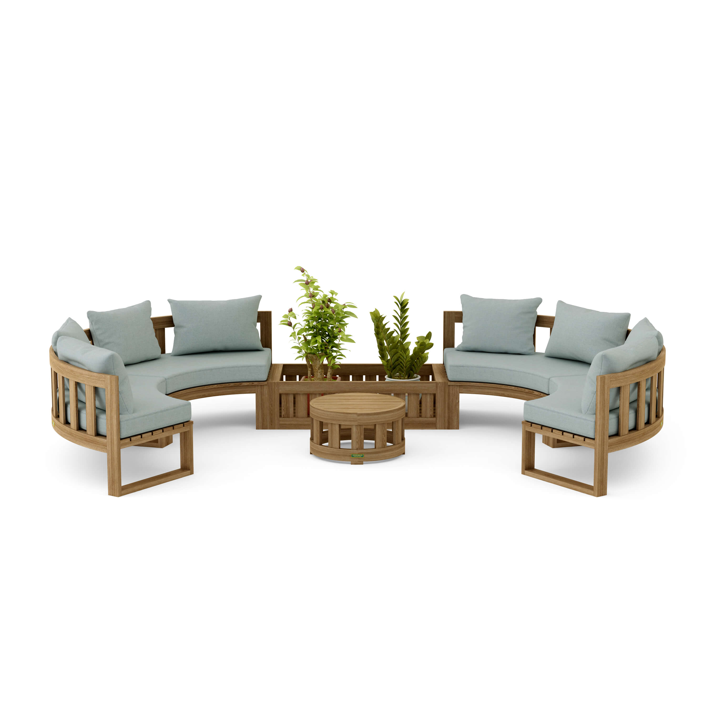 Anderson Teak – Circular Modular Deep Seating Set – 8-Person Teak Lounge