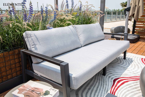 Elementi Capri Outdoor Aluminum 3-Seat Sofa with Sunbrella® Cushions (OS-2503T)