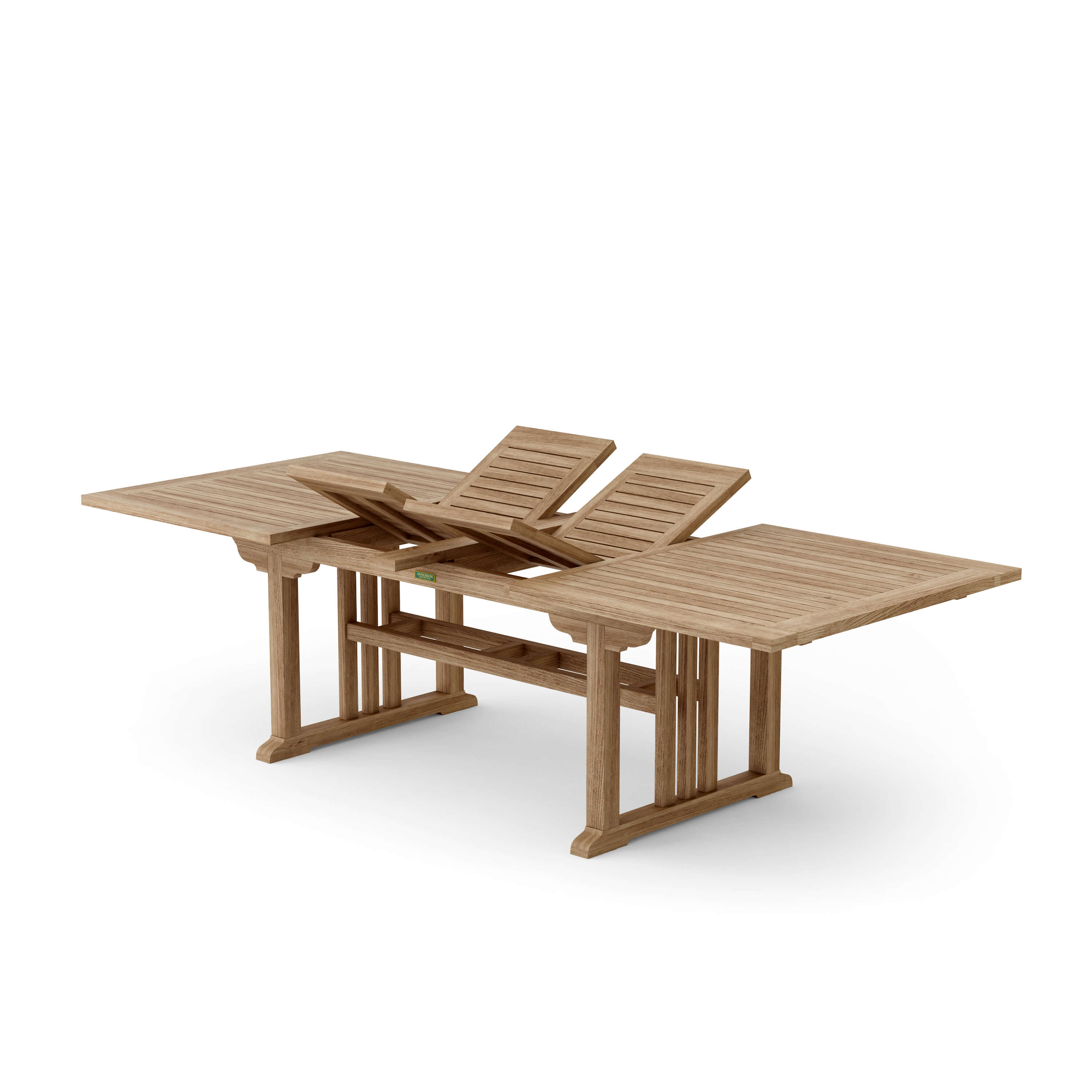 Anderson Teak Sahara 106″ Double Extension Dining Table – Teak Outdoor Patio Table
