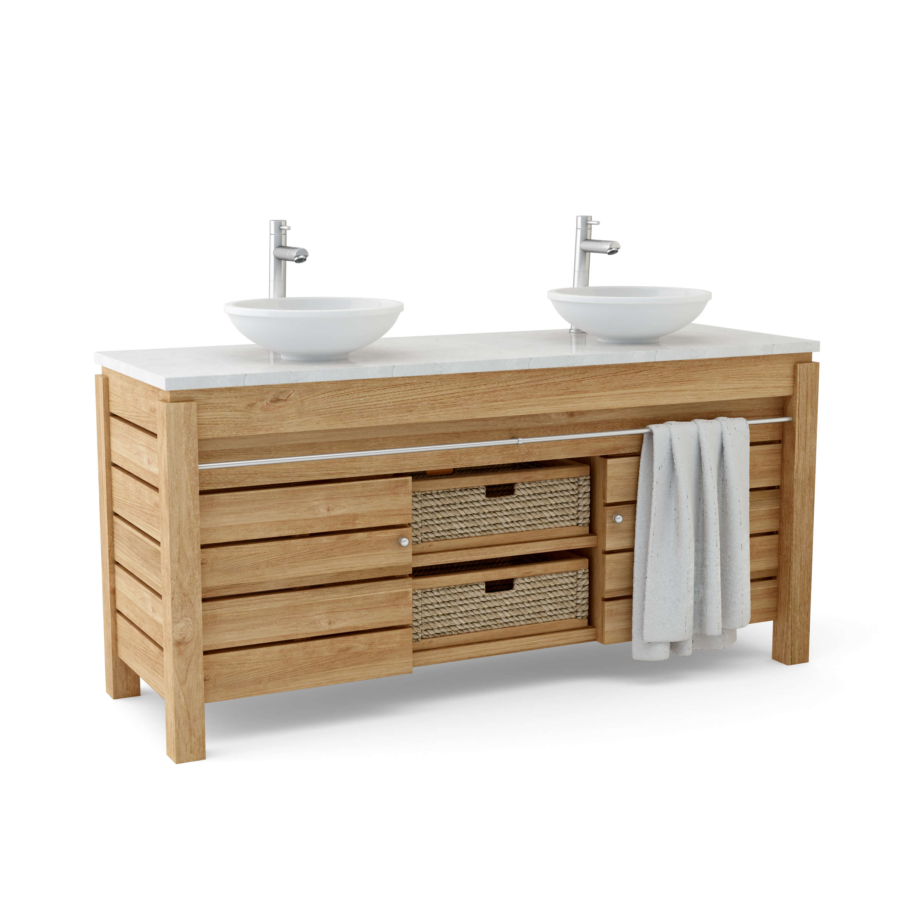 Anderson Teak Geneva Vanity Table – Teak Outdoor Double Sink Vanity