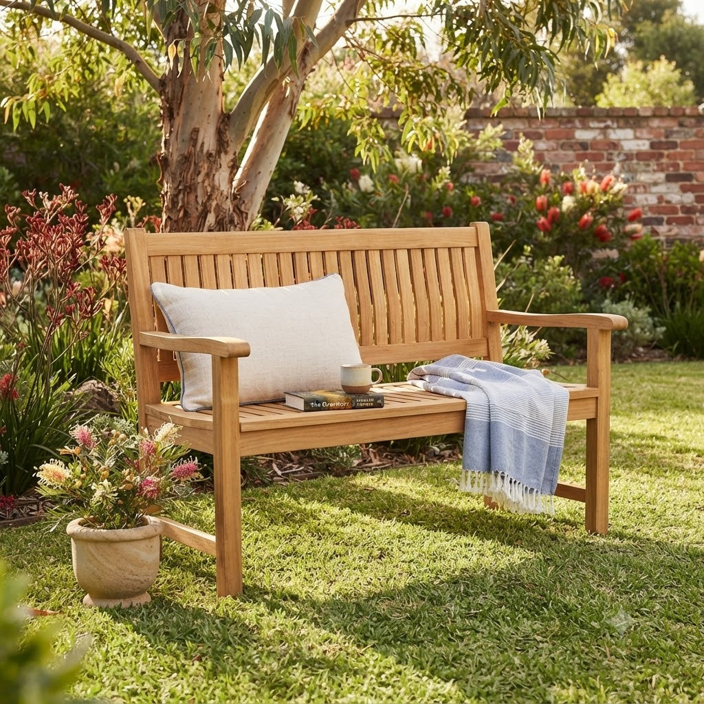 Anderson Teak Del-Amo 2-Seater Bench – Solid Teak Outdoor Garden Bench
