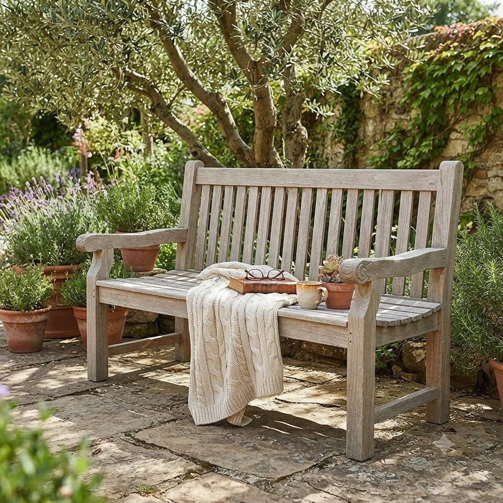 Anderson Teak Devonshire 3-Seater Extra Thick Bench with Handcrafted Floral Arms – Premium Grade A Teak Outdoor Garden Bench