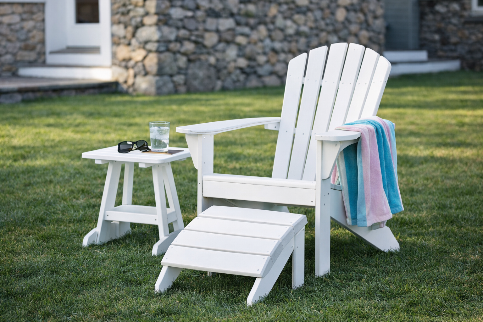 Seaside Coastline Harbor View Adirondack Rocker – Smooth Outdoor Rocking Chair