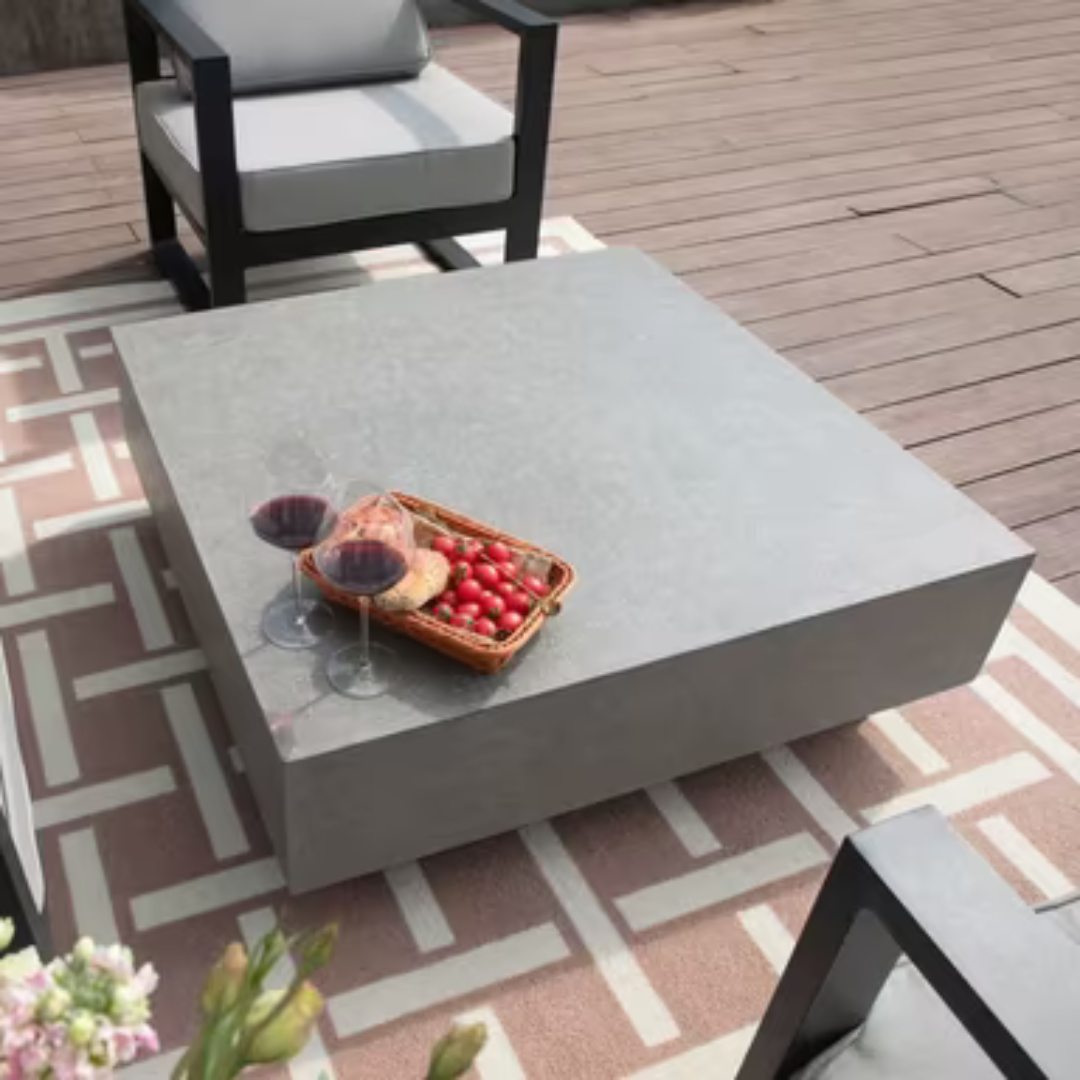 Elementi Colorado 40″ Square Concrete Coffee Table