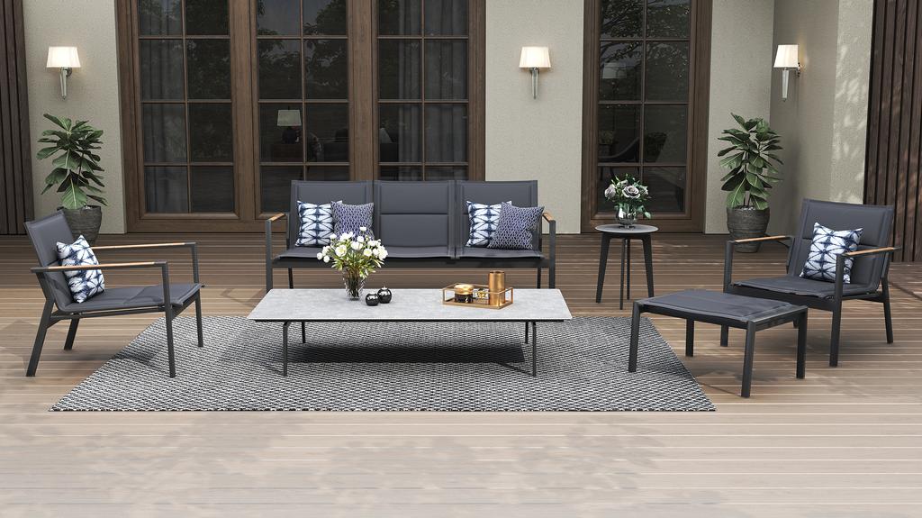 Dorus SS Coffee Table Recta 160 -Ceramic Top - Ambiance Image~~