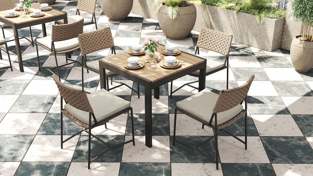 Enzo Dining Table 80 Teak Top - Ambiance Image~~