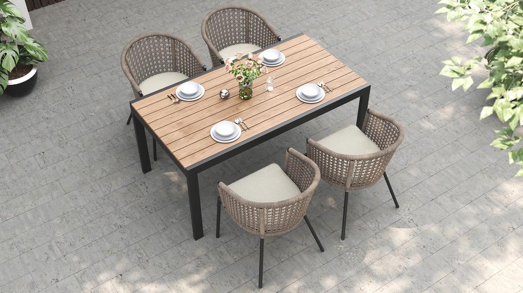 Enzo Dining Table 160 Teak Top - Ambiance Image~~