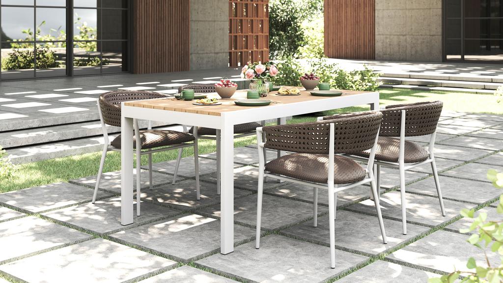 Enzo Dining Table 160 Teak Top - Ambiance Image~~