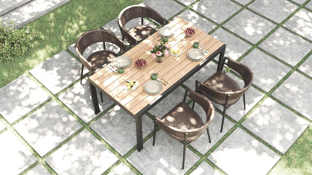 Enzo Dining Table 160 Teak Top - Ambiance Image~~
