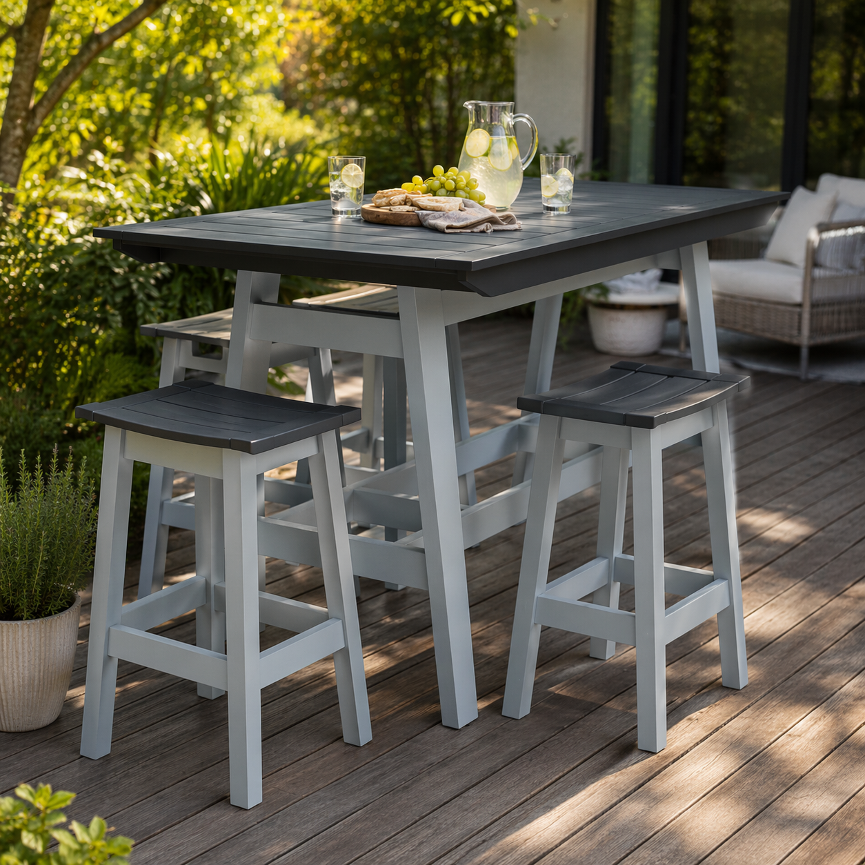 Seaside MAD Bar Table 40″ x 85″ – Modern Outdoor Bar Height Table