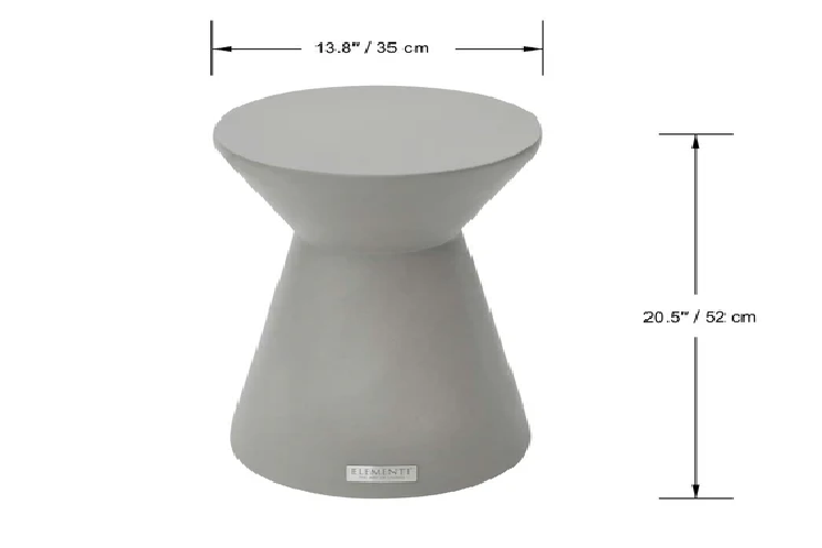 Elementi Home Rome 14″ Round Slate Black Concrete Side Table Small