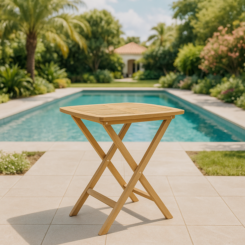 Anderson Teak Windsor 24″ Square Picnic Folding Table – Solid Teak Outdoor Patio Table