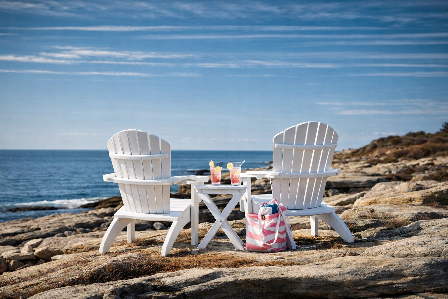 Seaside Coastline Harbor View Adirondack Rocker – Smooth Outdoor Rocking Chair