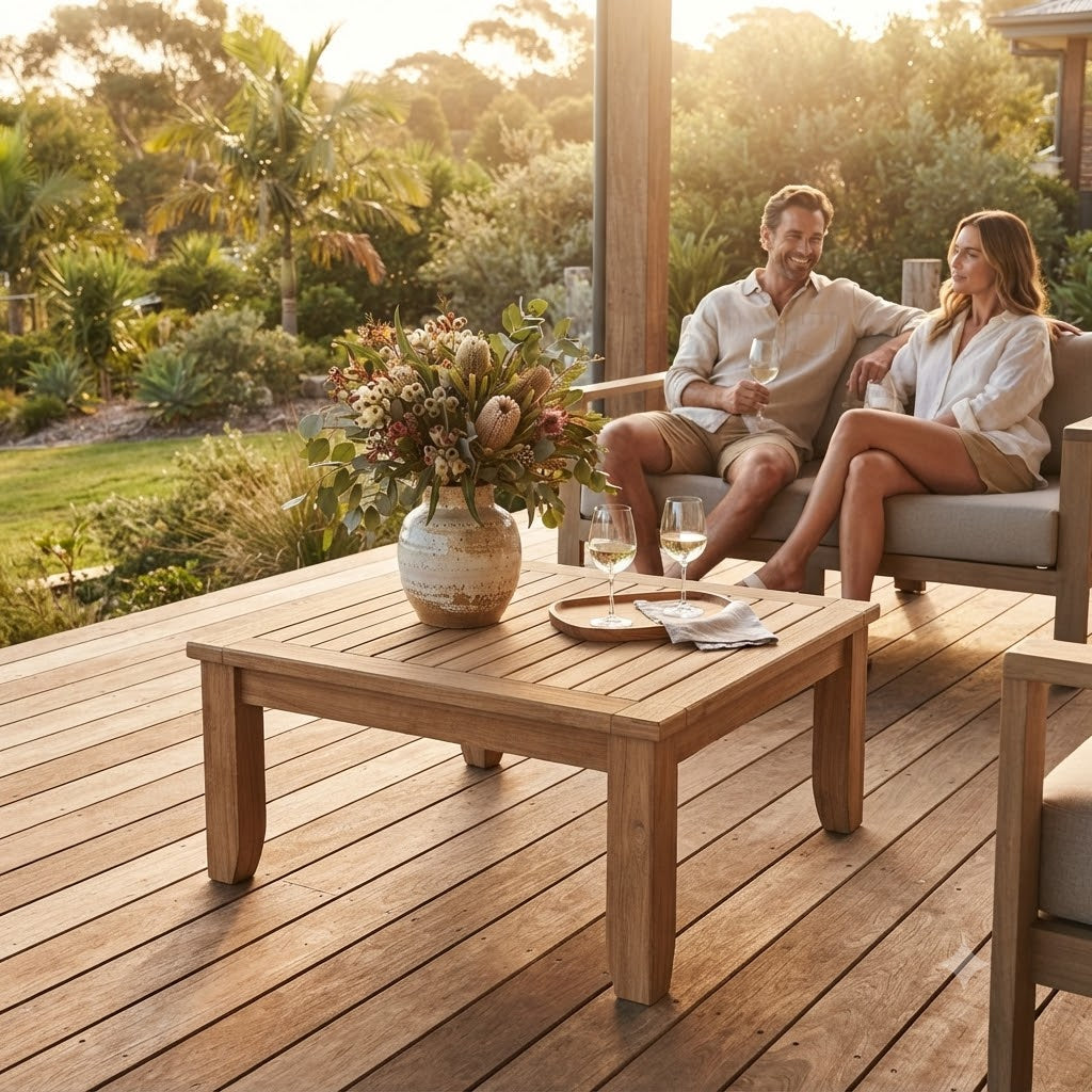 Anderson Teak Luxe 33" Square Coffee Table – Premium Grade A Teak Outdoor Patio Coffee Table