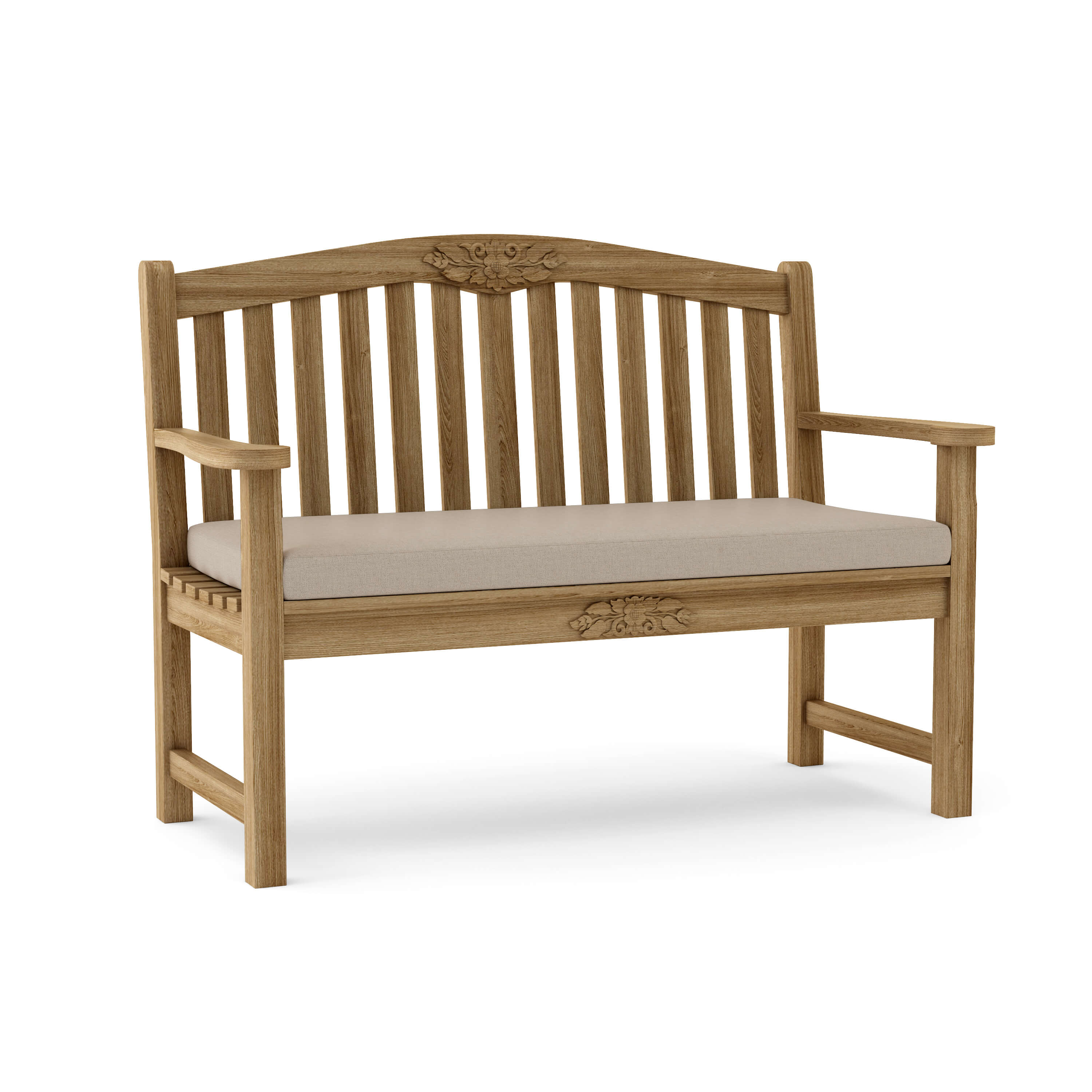 Anderson Teak Rose 50″ Round Bench – Hand-Carved Solid Teak Outdoor Garden Bench