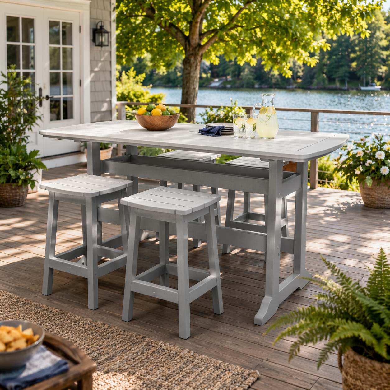 Seaside Portsmouth 72″ Rectangular EnviroWood Outdoor Bar Table