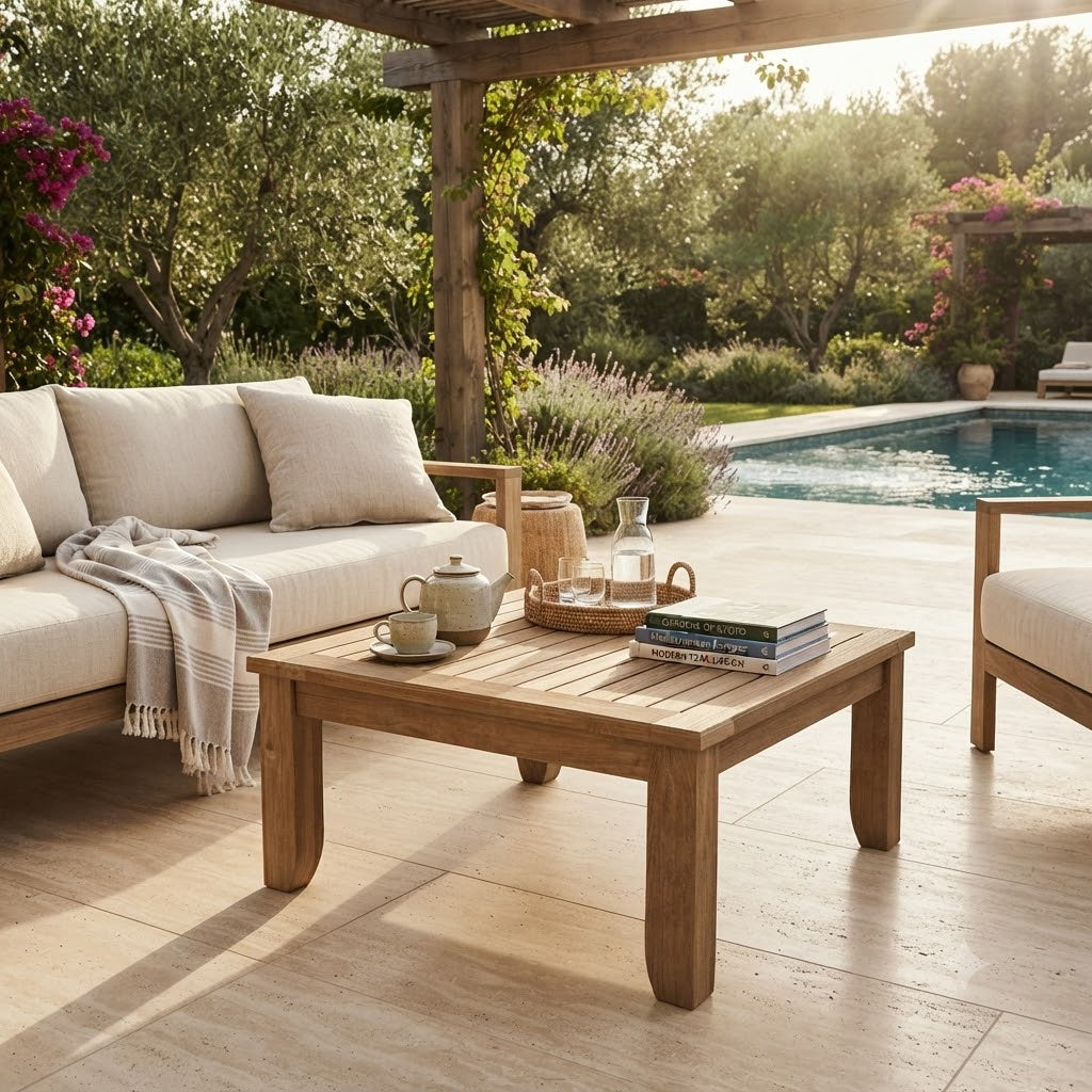 Anderson Teak Luxe 33" Square Coffee Table – Premium Grade A Teak Outdoor Patio Coffee Table
