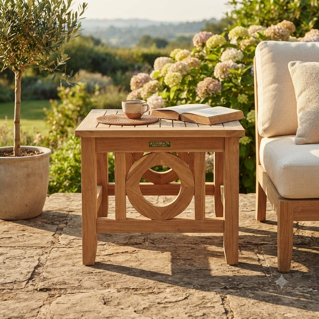 Anderson Teak Natsepa Square Side Table – Solid Teak Outdoor End Table
