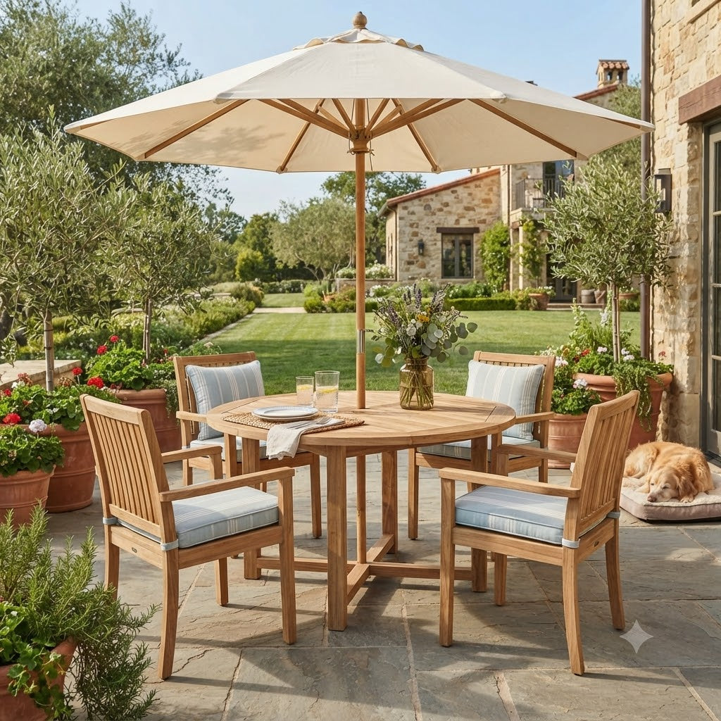 Anderson Teak 42" Round Dining Table Premium Solid Teak Outdoor Dining Table