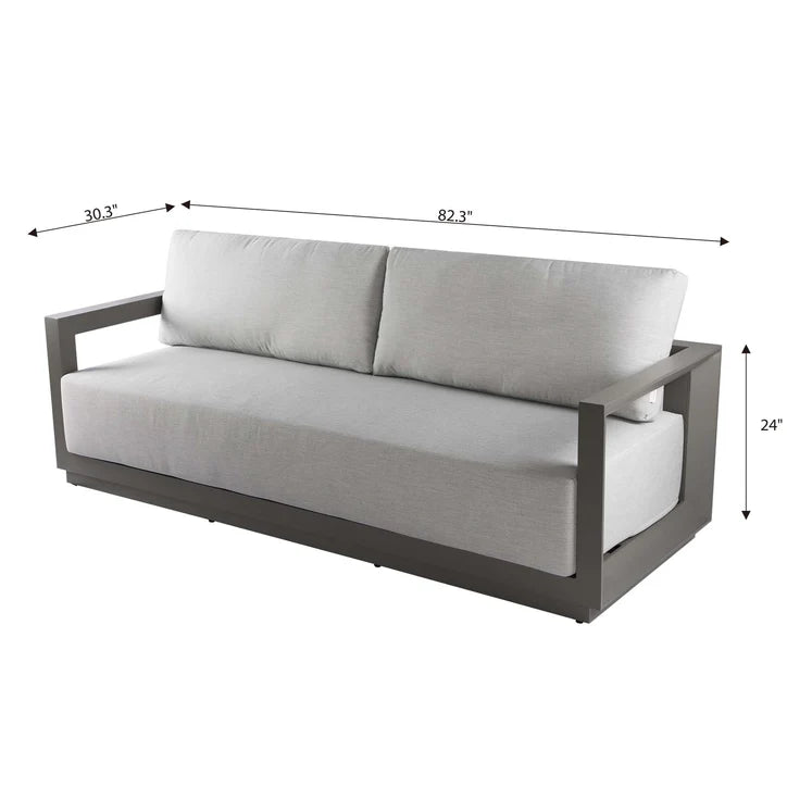 Elementi Newport 82″ Rectangular Aluminum Outdoor 3-Seat Sofa
