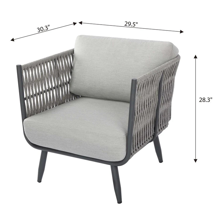 Elementi Milano 30″ Square Aluminum Rope Outdoor Lounge Chair