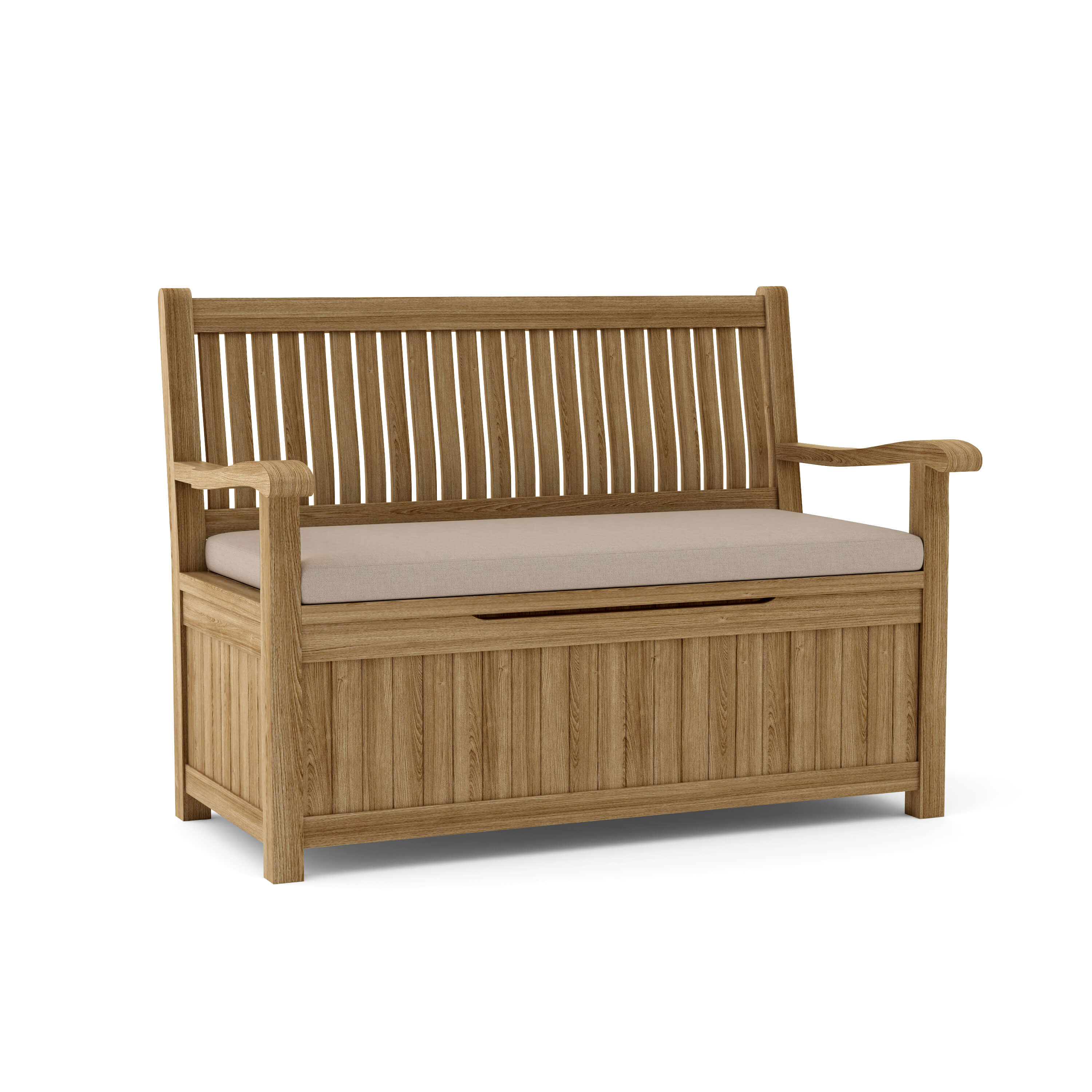 Anderson Teak Del-Amo Storage Bench – Solid Teak Outdoor Bench with Hidden Storage