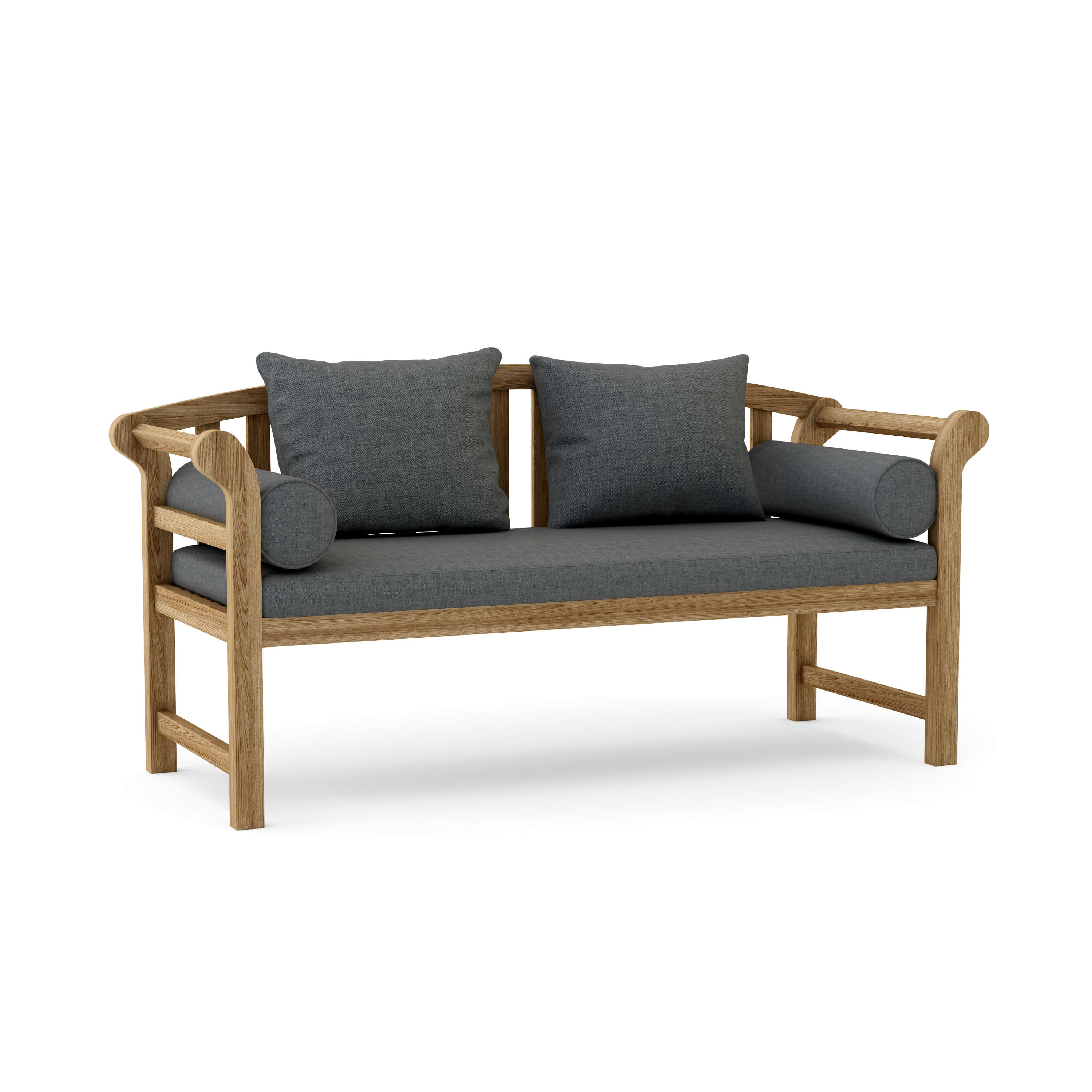 Anderson Teak Brisbane Deep Seating Bench – Solid Teak Outdoor Lounge Bench with Cushions