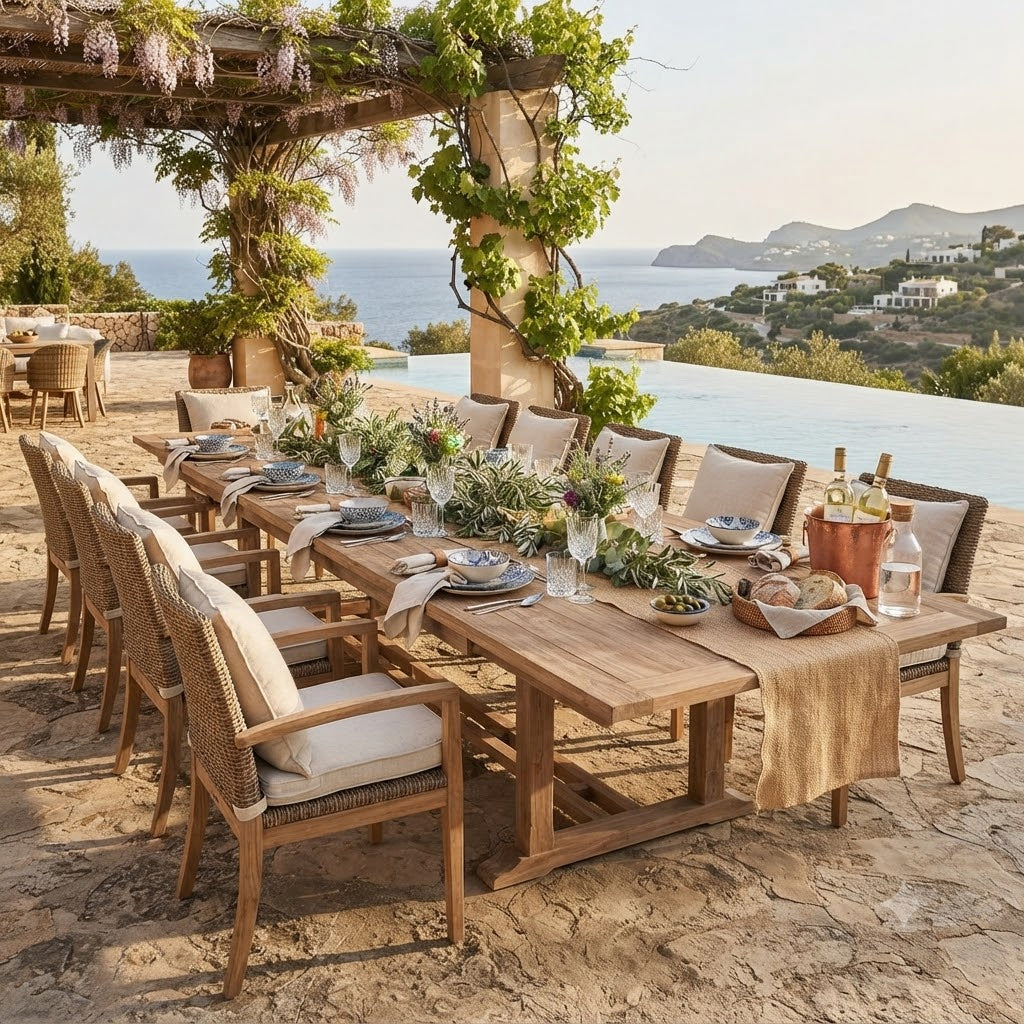Anderson Teak Bahama 150″ Extension Dining Table – Extra Large Teak Outdoor Patio Table