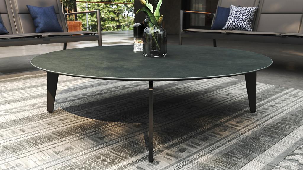 Dorus SS Coffee Table Round 120 -Ceramic Top - Ambiance Image~~