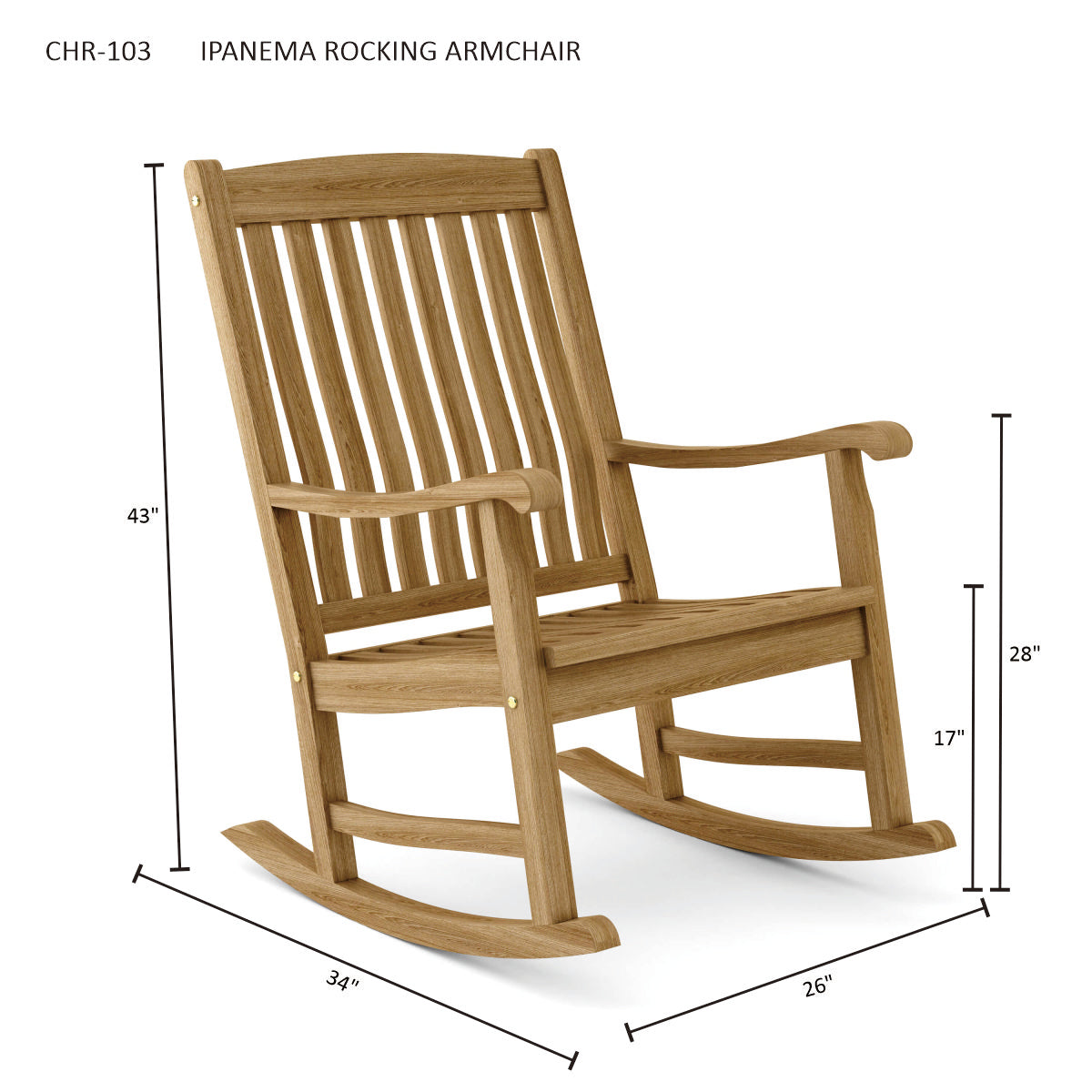 Anderson Teak Ipanema Rocking Armchair – Curved Teak Outdoor Rocker