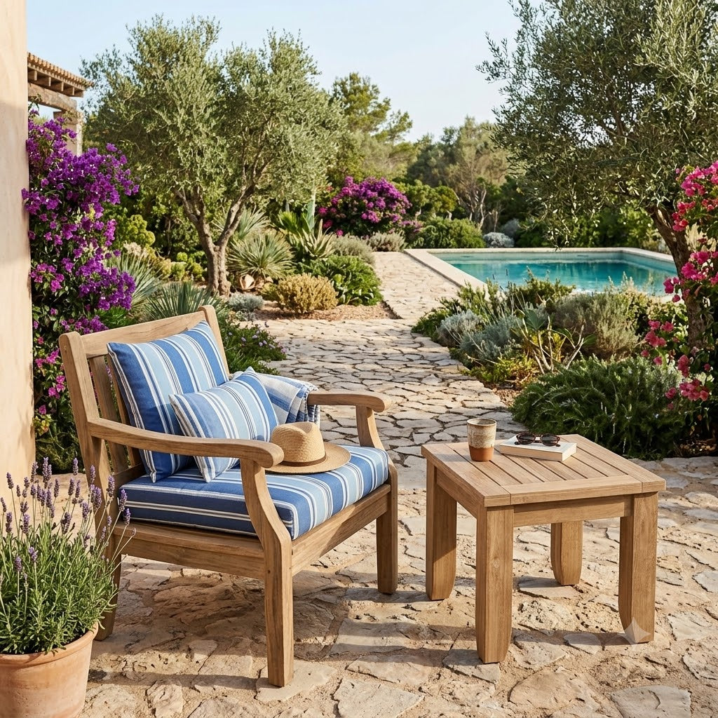 Anderson Teak Riviera 22" Square Outdoor Side Table – Premium Grade Solid Teak Patio Accent Table