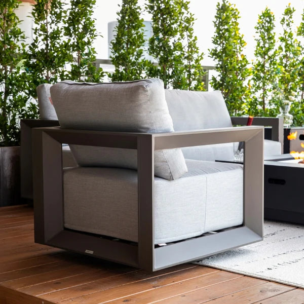 Elementi Newport 31″ Square Aluminum Outdoor Swivel Chair