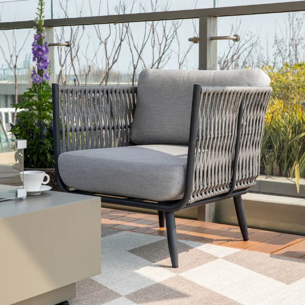 Elementi Milano 30″ Square Aluminum Rope Outdoor Lounge Chair