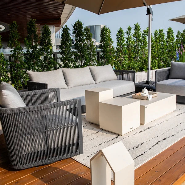 Elementi Capri 89″ Rectangular Aluminum Rope Outdoor 3-Seat Sofa