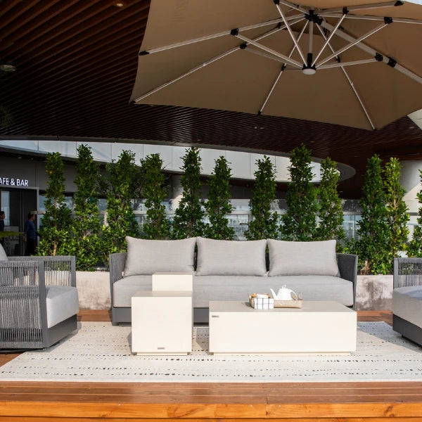 Elementi Capri 89″ Rectangular Aluminum Rope Outdoor 3-Seat Sofa