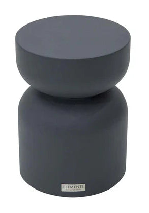 Elementi Home Chronos 14″ Round Slate Black Concrete Side Table Small