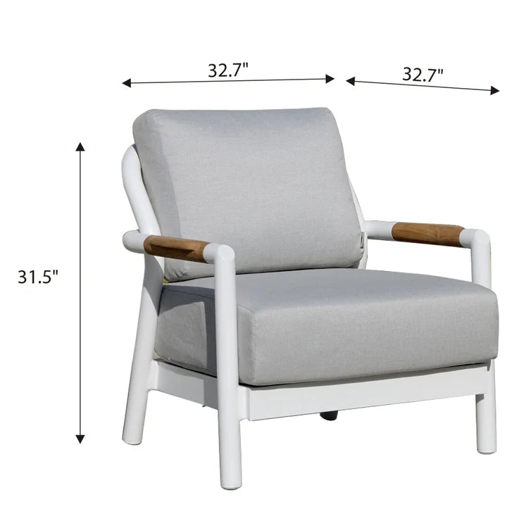 Elementi Santorini 33″ Square Aluminum Teak Outdoor Lounge Chair