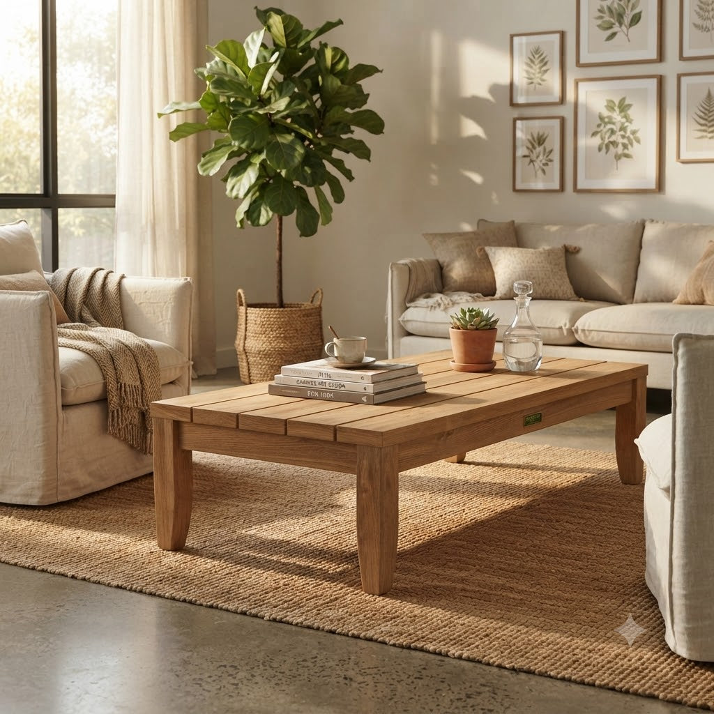 Anderson Teak Coronado Rectangular Coffee Table – Premium Grade A Teak Outdoor Patio Coffee Table